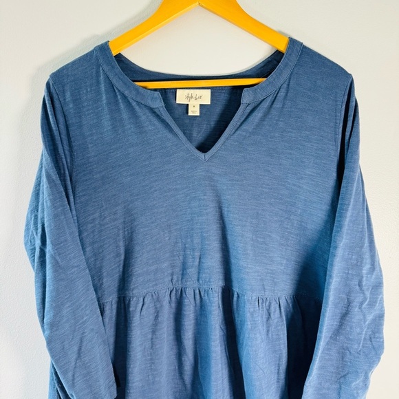Style & Co Blue Tiered Peasant Tunic Top 100% Cotton size medium - Picture 2 of 7